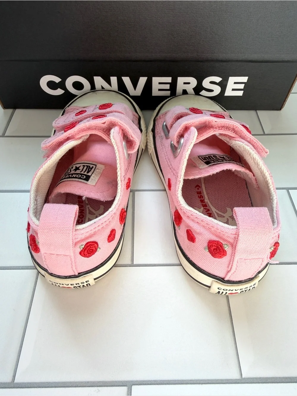 5🌹 Converse Toddler Chuck Taylor All Star Valentine's Day Easy On Pink Red Rose